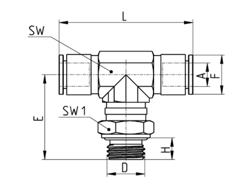 T-přípojka F/G/F, otočná, type X6432, 316L, SUPER-RAPID: 12-1/2