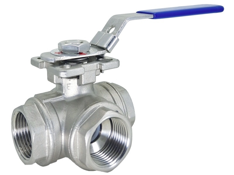 Kohout kulový, 3-cestný, ISO 5211, T-port, 1.4408: 5/4"                         