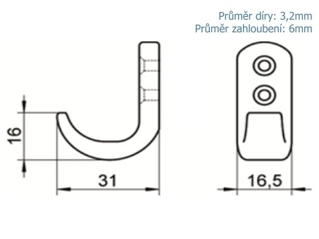 Háček - AN 8399/A4: 31 x 16,5                                                   