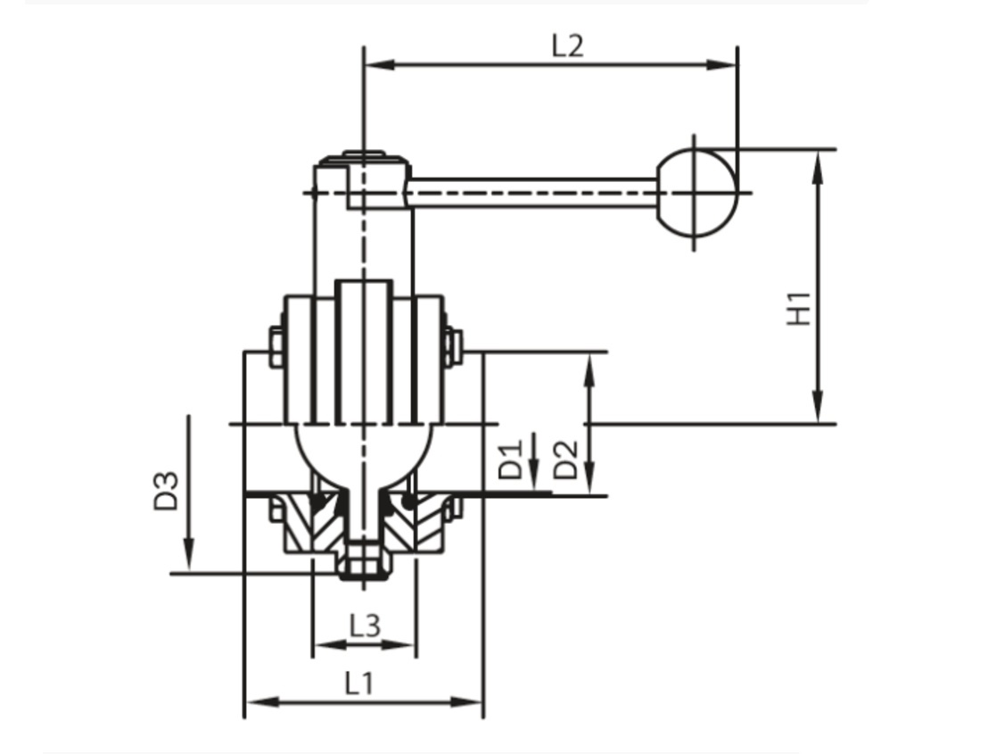 Klapka přímá s kompaktní mezipřírubou - AWH - 1.4301: DN 40                     