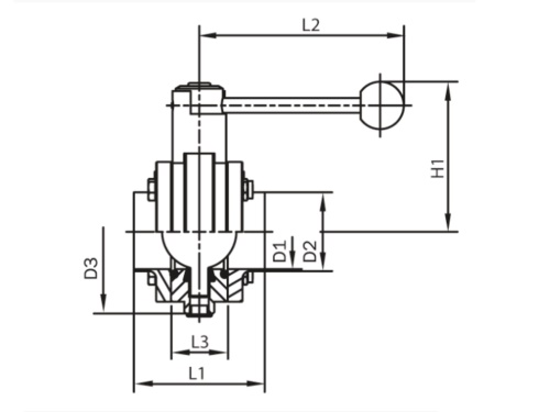 Klapka přímá s kompaktní mezipřírubou - AWH - 1.4301: DN 40                     