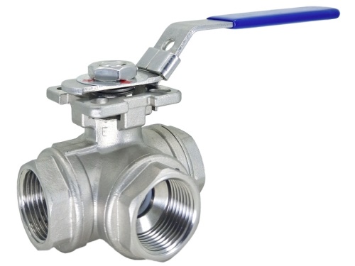 Kohout kulový, 3-cestný, ISO 5211, L-port, 1.4408: 1"                           