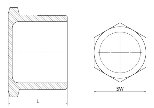 Zátka, šestihran, 1.4408, ISO 7-1R, BSP, 1/2"