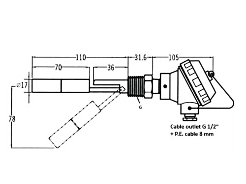 Plovákový senzor LR 201, 1.4401, BSP: 3/4"