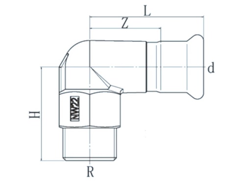 Nerezové koleno PREX 90°adaptér s vnějším závitem 22×R1/2 316L