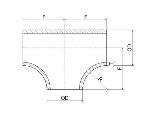 T-kus dlouhý-EN 10253-1.4301: 114,3x2,0 (F=105,0)