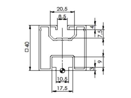ALU profil W1 40x40x6400mm