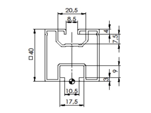 ALU profil W1 40x40x6400mm