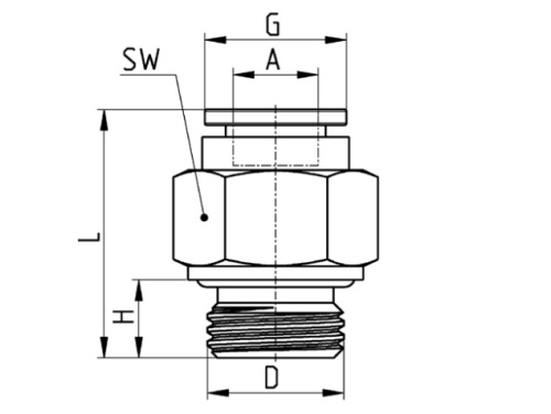 Přípojka přímá F/G, typ X6512, 316L, SUPER-RAPID: 10-1/2