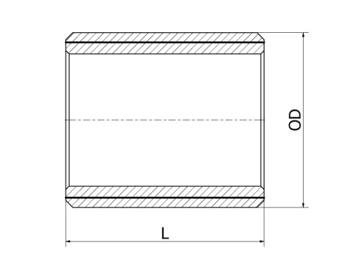 Trubkový nipl, 316L, ISO 228, BSP, 1/4"x18mm