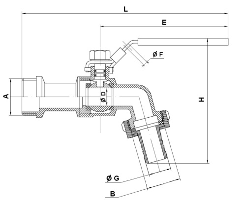 Kohout kulový - zahradní - 1.4408: 3/4" (Ø19mm)