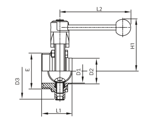 Klapka AWH-1.4404-HNBR-G/S: DN 25