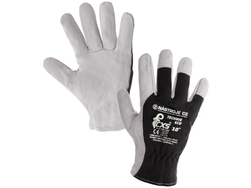 Rukavice TECHNIK ECO, kombinované, černo-bílé, vel. 10 b1/240