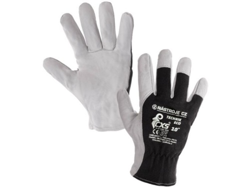 Rukavice TECHNIK ECO, kombinované, černo-bílé, vel. 10 b1/240