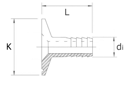Hadicový nástavec CLAMP - 1.4404: DN 20/34,0                                    