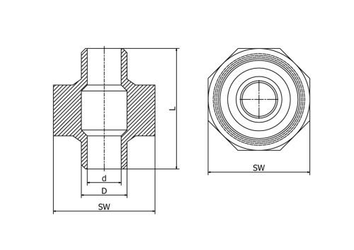 Šroubení BW/BW PTFE, 1.4408, ANSI B16.25, BSP, 2 1/2"