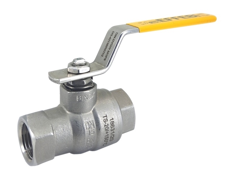 Kohout kulový 2-dílný - DVGW na plyn - 1.4408: 1/2"                             