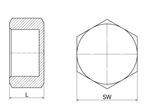 Víčko, šestihran, 1.4408, ISO 228-1G, BSP, 5/4"
