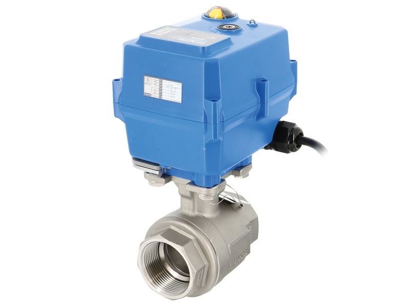 Kohout kulový s el. pohonem 24V AC/DC, 2-dílný závitový, 1.4408: 3/4"