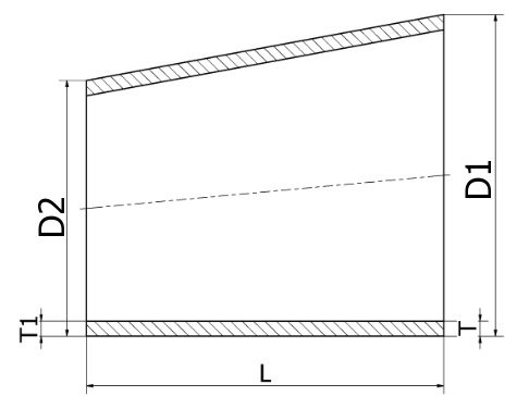 Redukce excentr. - DIN 11852 - 1.4404: DN 65/40