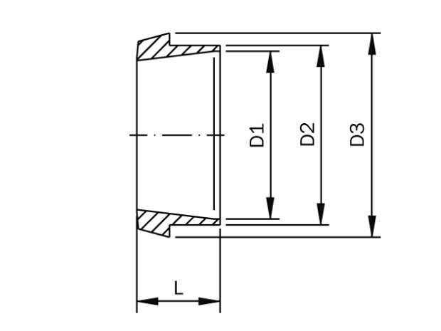 Hrdlo kuželové-dlouhé-DIN/ISO-leštěné-1.4404: DN 125/139,7