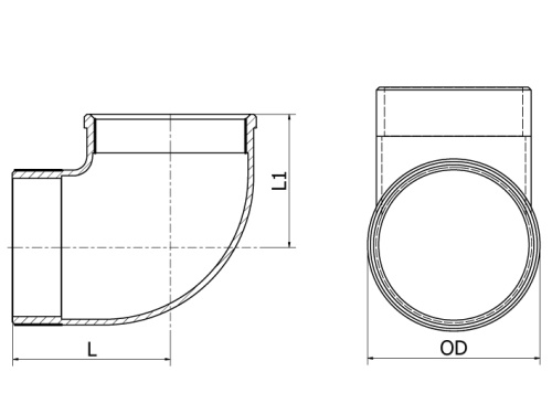 Koleno 90° M/F, 1.4408, 90 st., BSP, 4"