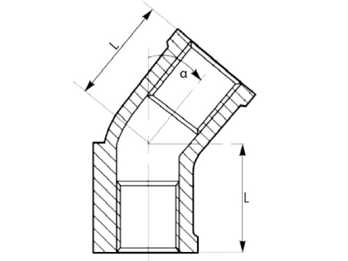 Koleno s uchycením, 1.4408, 45 st., BSP, 1/2"