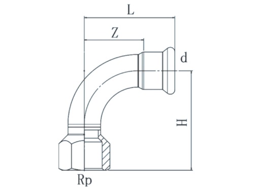 Nerezové koleno PREX 90° lisovací s vnitřním závitem 18xR1/2 316L