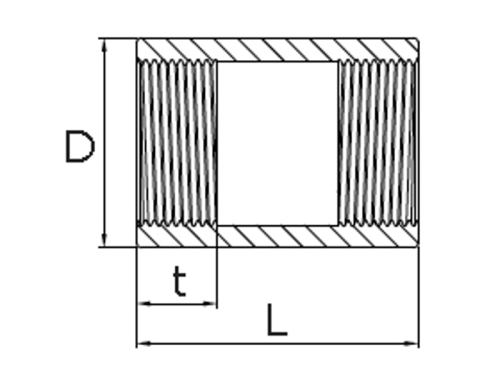 Mufna - typ 333 - 1.4404: 2" NPT                                                