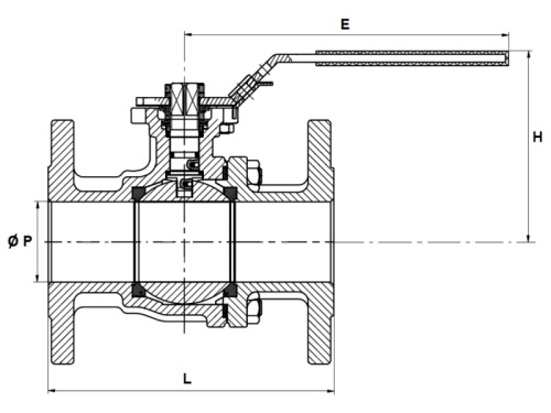 Kohout kulový, 2 dílný, typ 765, PN16, CF8M: DN 100