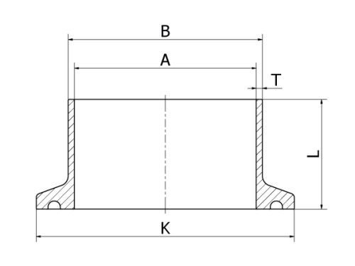 CLAMP hrdlo, 316L, DS/SMS, K=119, L=15,8, 101,6x2