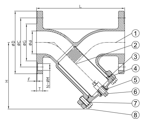 Lapač přírubový - typ VT-YF: DN 100