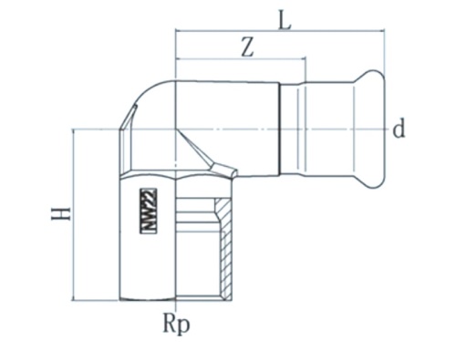 Nerezové koleno PREX 90°adaptér s vnitřním závitem 15×R1/2 316L
