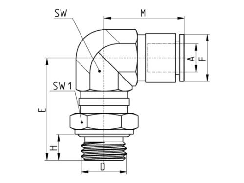 Přípojka 90°, otočná, type X6522, 316L, SUPER-RAPID: 10-3/8