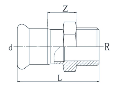 Nerezová přechodka PREX s vnějším závitem 28x1 1/4 316L