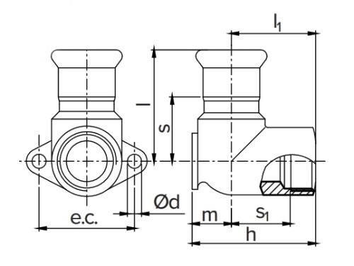 F-ELBOW WITH WALLNUT D-22 3/4" A316