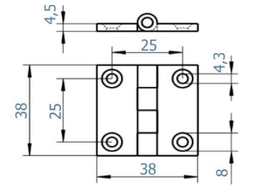 Pant nerezový - AN 8233/A4: 4,5 x 38 x 38