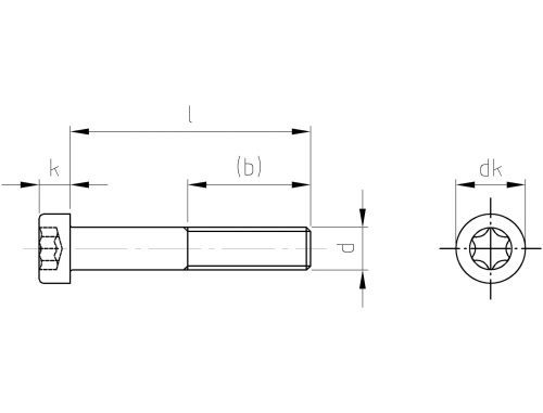 Nerezový šroub ISO 14580 A2 M 8X70 TX45