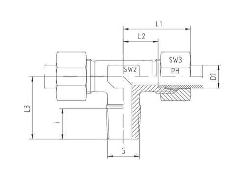 T-spojka zářezná s vnějším BSP závitem uprostřed, PN315: 18 x R 1/2" keg