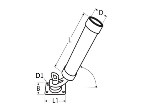 Adjustable fishing rod holder with base plate, A4 - 230mm                       
