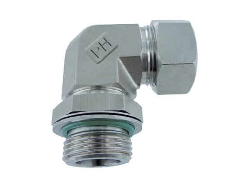 Otočné koleno 90°, FKM, vně BSP / zářezný, PN160: 35 x G 1 1/4"