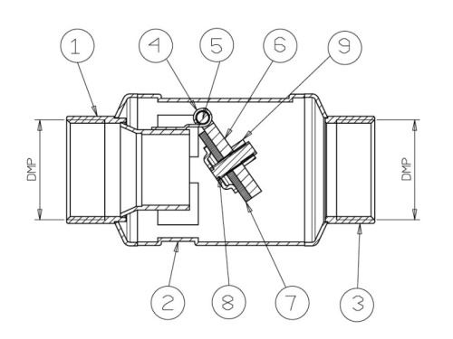 Klapka zpětná FLOY 3/4" 316 PTFE