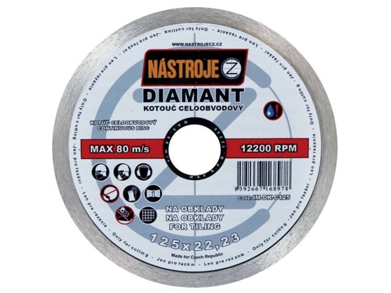 Kotouč diamantový celoobvodový 230x1,6x22mm, na obklady