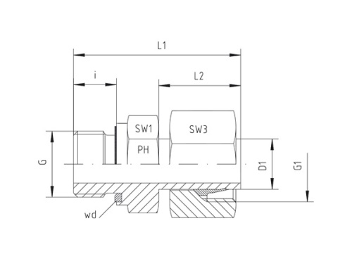 Šroubení přímé, zářezný kroužek / vně BSP+FKM, PN500: 8 x M 12 x 1,5