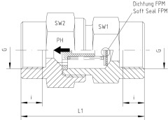 Zpětný ventil, BSP vni / vni, PN400: G 1/4" BSP